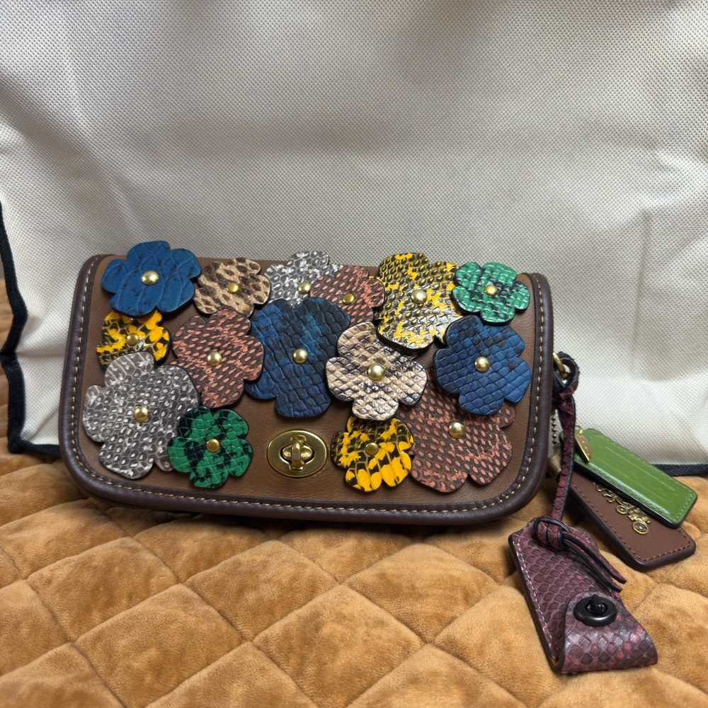 Upcrafted Vintage Dinky Bag with Snakeskin Tea Roses